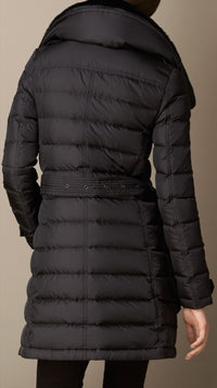 BLACK Manteau rembourré en duvet avec col en shearling