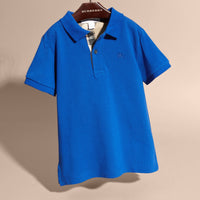 BRILLIANT BLUE Polo avec patte à motif check