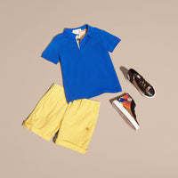 BRILLIANT BLUE Polo avec patte à motif check