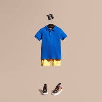 BRILLIANT BLUE Polo avec patte à motif check