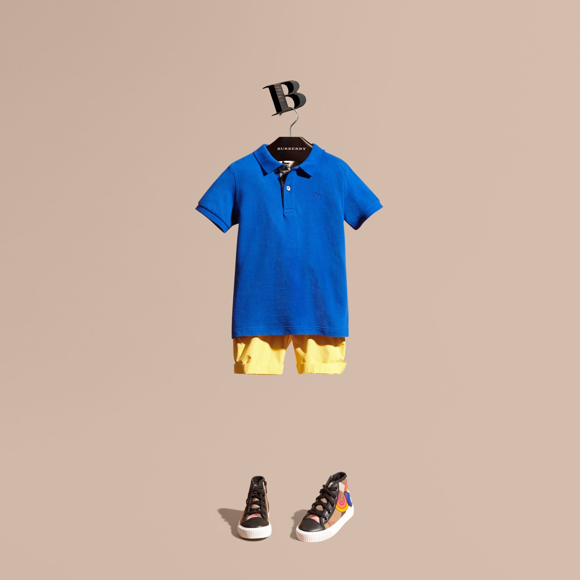 BRILLIANT BLUE Polo avec patte à motif check
