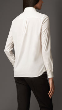 WHITE Chemise en coton extensible avec large patte