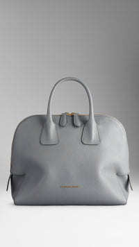 STORM GREY Sac bowling medium en cuir grainé