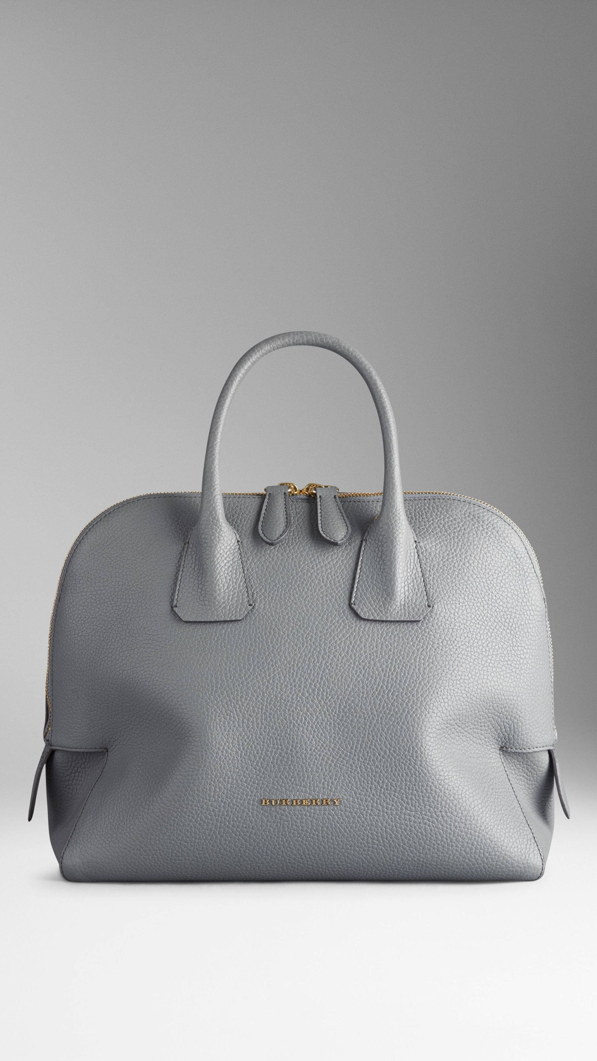 STORM GREY Sac bowling medium en cuir grainé