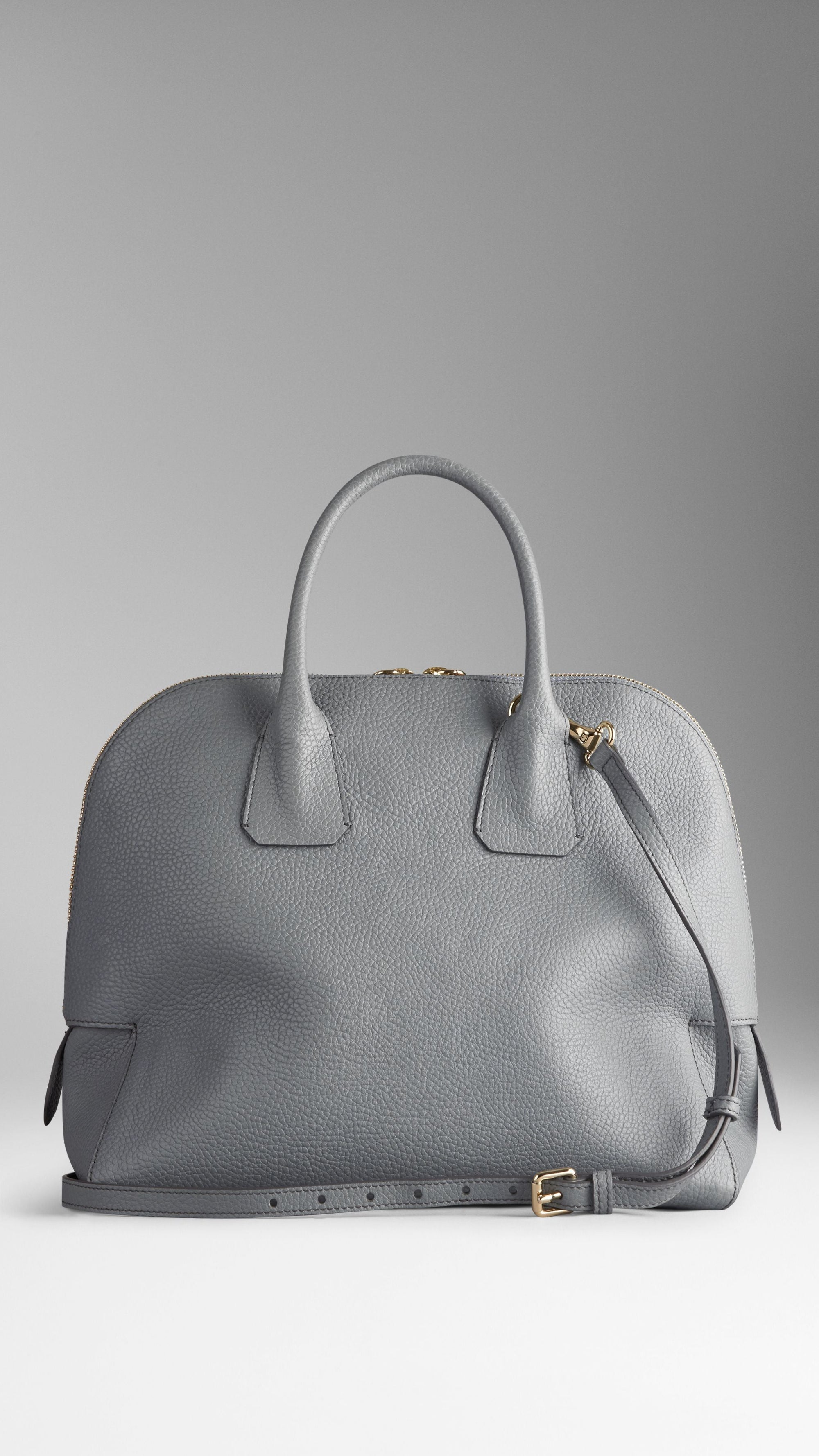 STORM GREY Sac bowling medium en cuir grainé