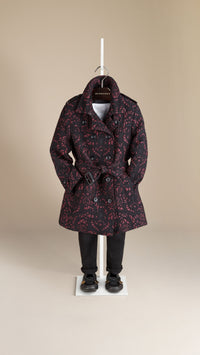 DEEP CLARET Trench-coat en jacquard à motif floral