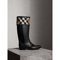 BLACK Bottes de pluie en house check
