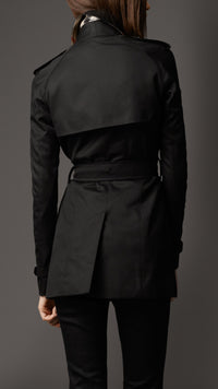 BLACK Trench-coat court en coton technique
