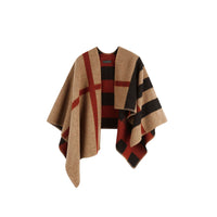 Poncho plaid en laine et cachemire à motif check - House check & noir