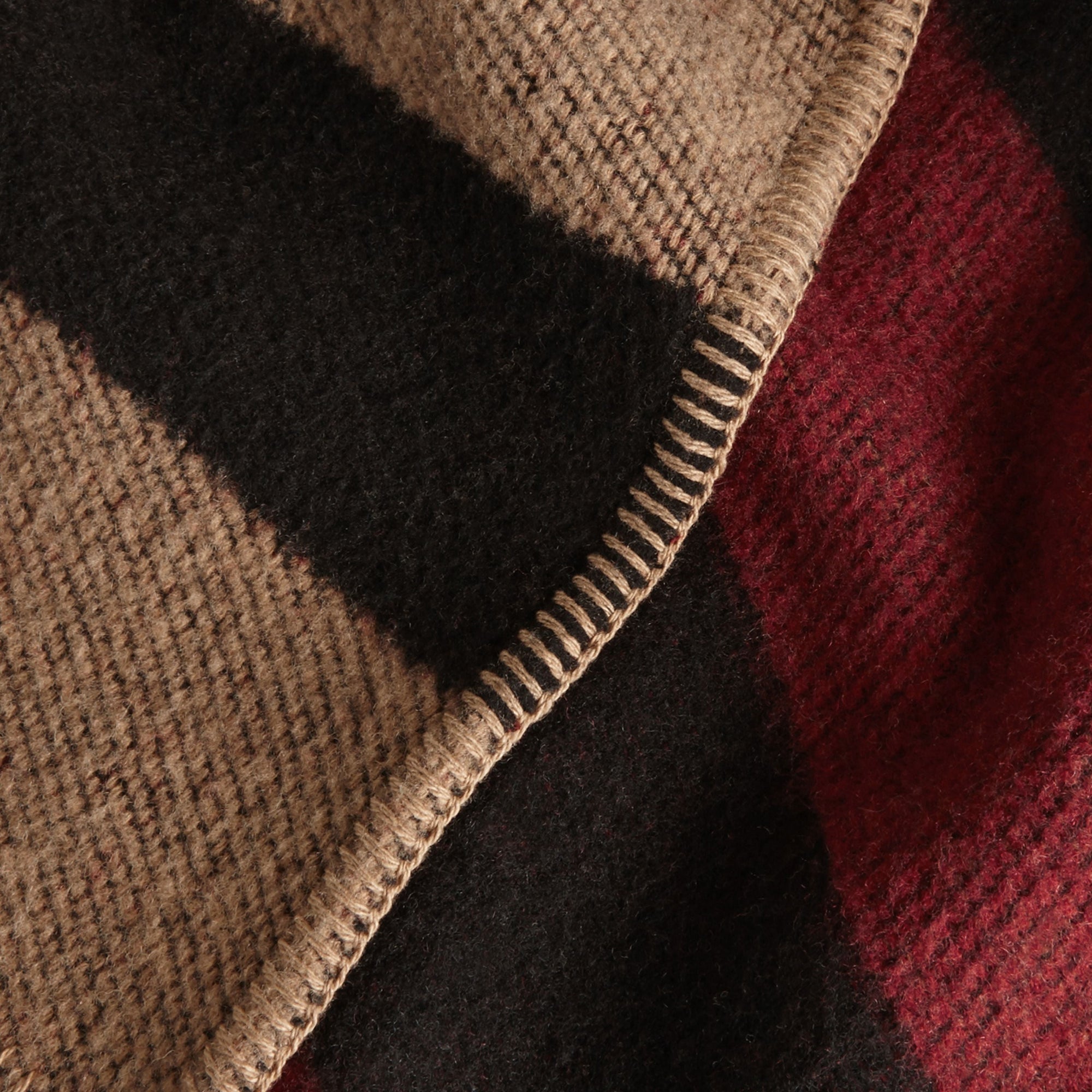 HOUSE CHECK/BLACK Poncho plaid en laine et cachemire à motif check