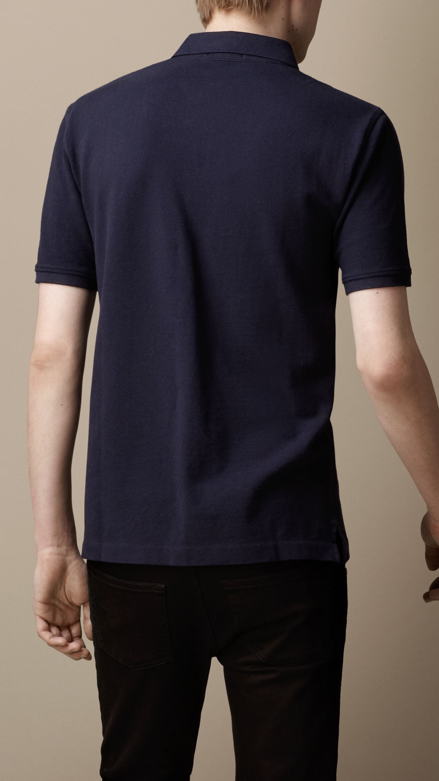 Polo avec patte en check - Marine véritable
