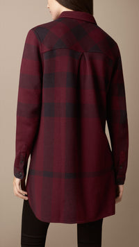 DEEP CLARET Chemise en check jacquard en coton et cachemire