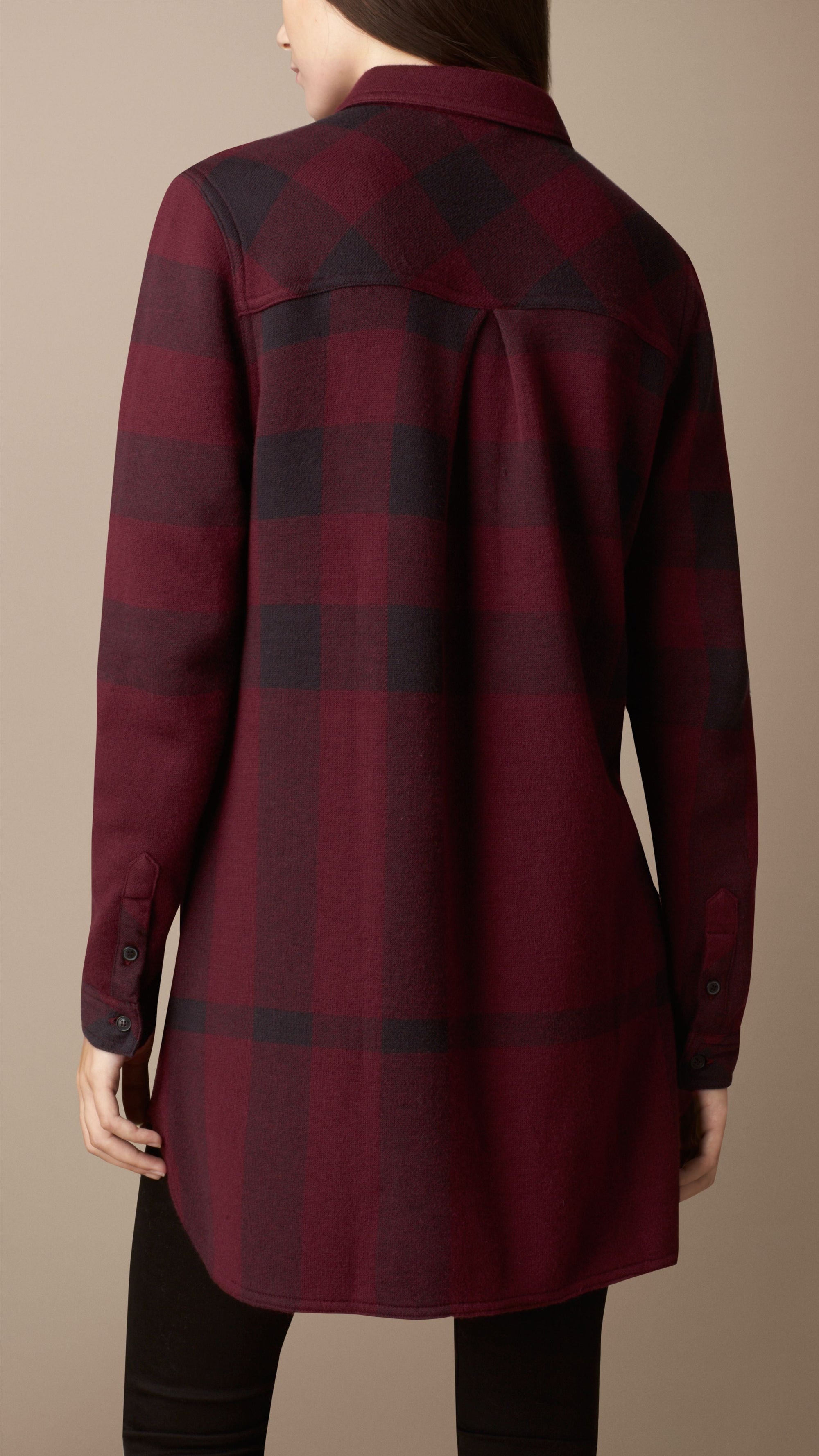 DEEP CLARET Chemise en check jacquard en coton et cachemire