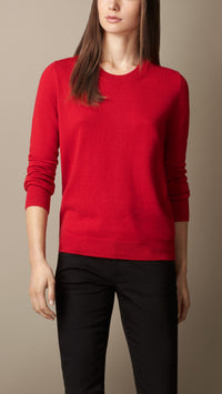 MILITARY RED Pull aiguilleté en cachemire et coton