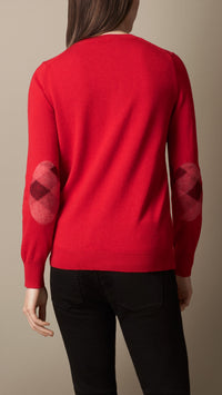 MILITARY RED Pull aiguilleté en cachemire et coton