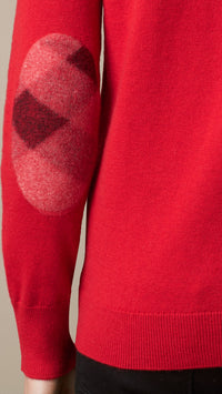 MILITARY RED Pull aiguilleté en cachemire et coton