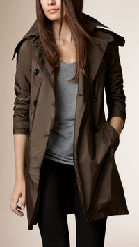 MILITARY OLIVE Trench-coat léger à capuche