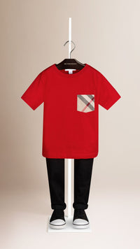 BRIGHT MILITARY RED T-shirt avec poche à motif check
