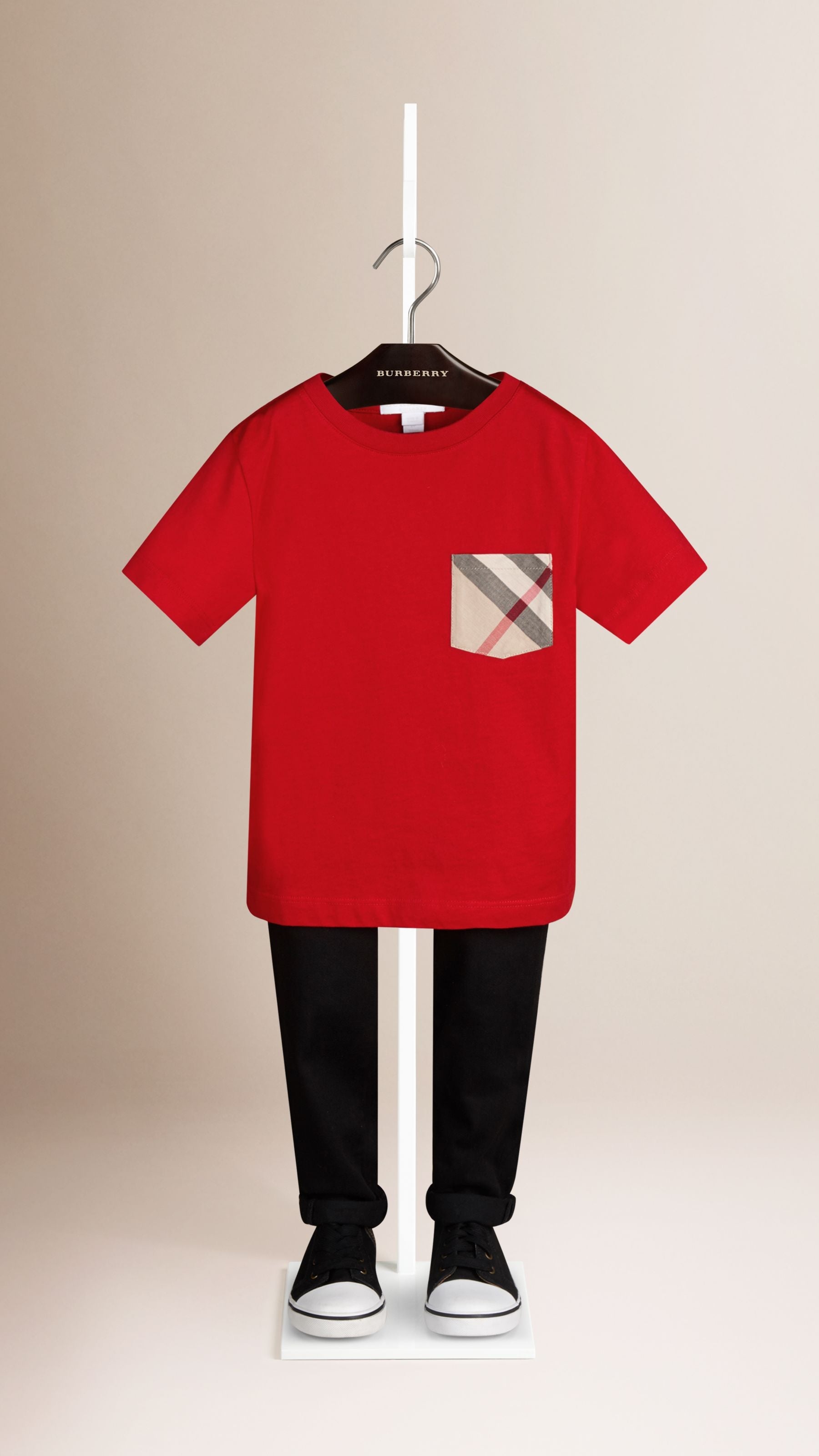 BRIGHT MILITARY RED T-shirt avec poche à motif check