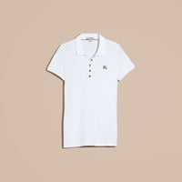 WHITE Polo en piqué de coton