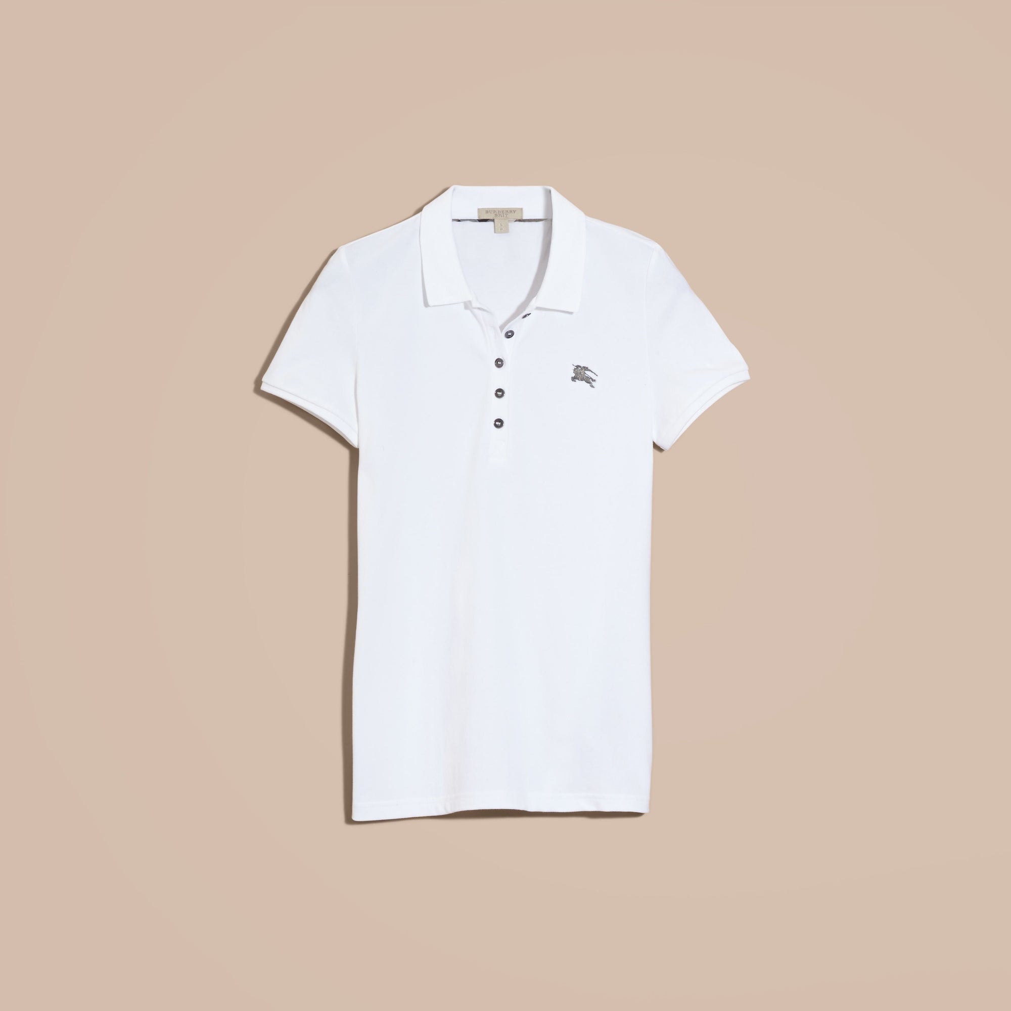 WHITE Polo en piqué de coton