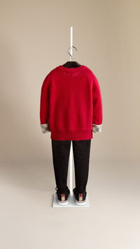 MILITARY RED Pull en cachemire avec poignets en check
