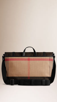 BLACK Sac Messenger en toile à motif check