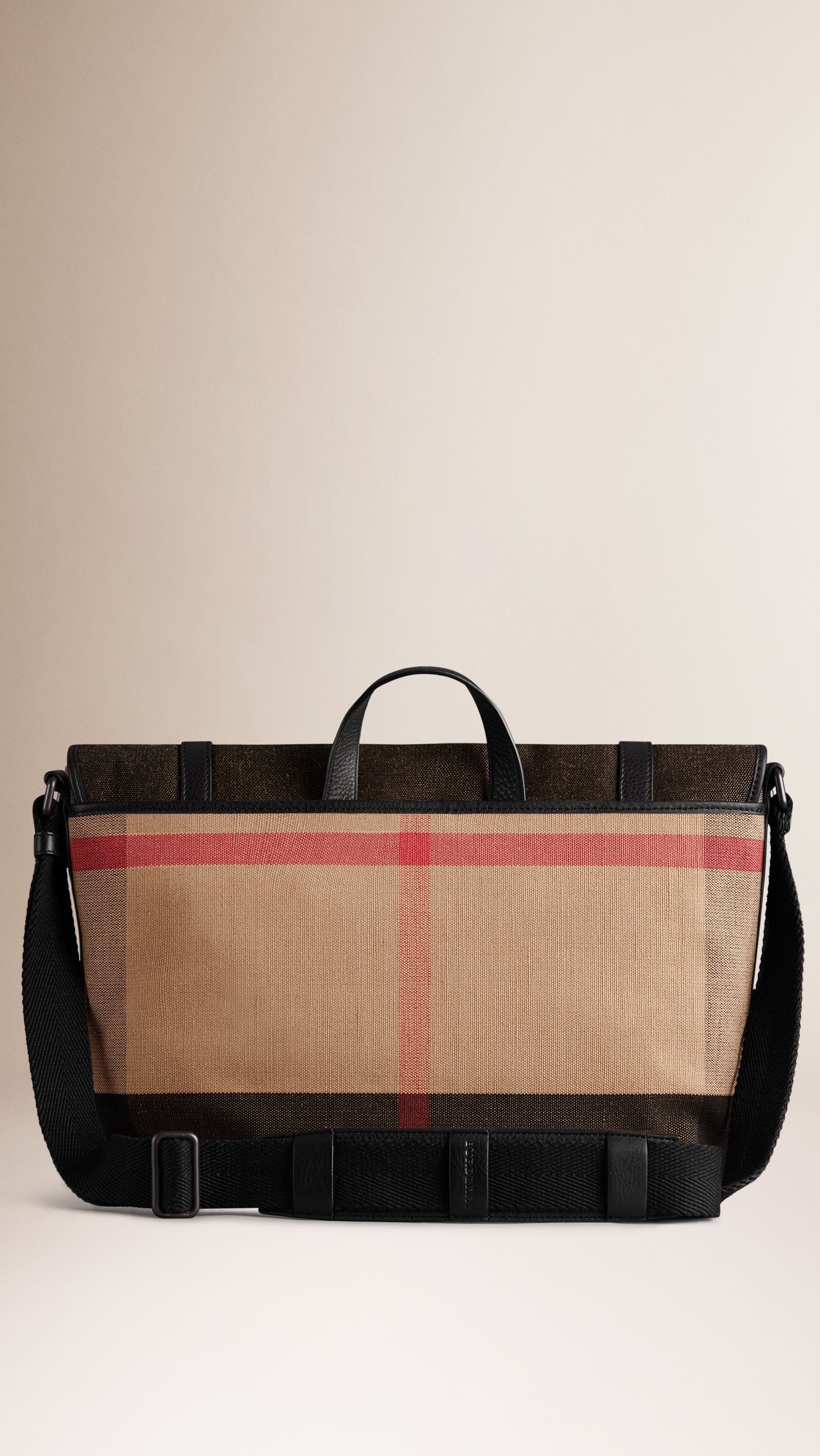 BLACK Sac Messenger en toile à motif check