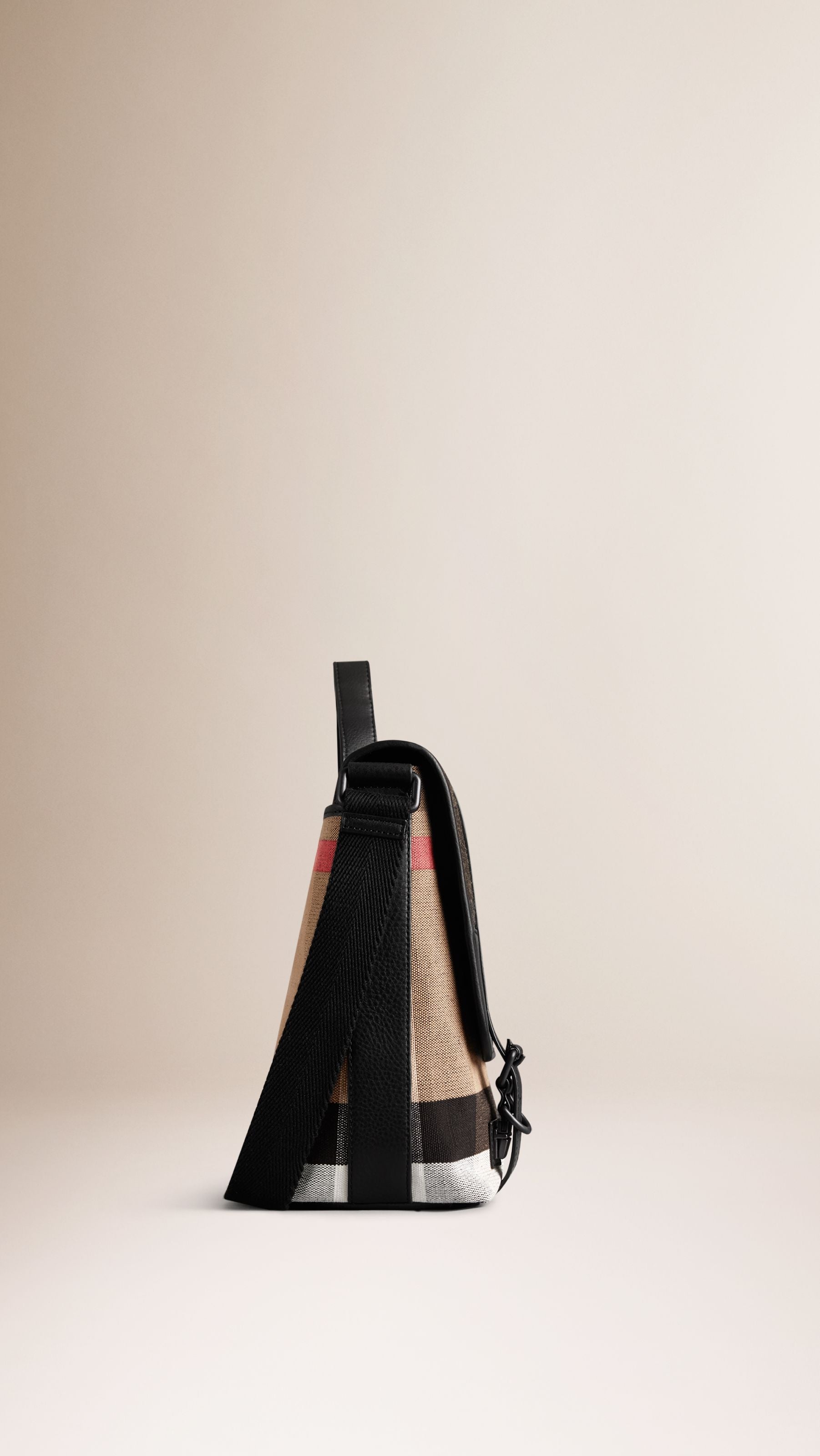 BLACK Sac Messenger en toile à motif check