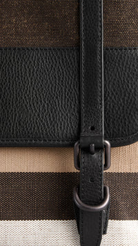 BLACK Sac Messenger en toile à motif check