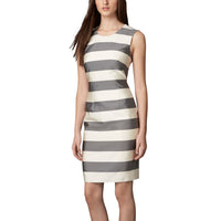 Robe en soie mélangée à rayures - Gris pâle
