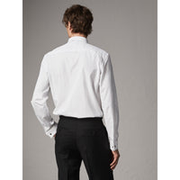 WHITE Chemise moderne en popeline de coton à poignets mousquetaires