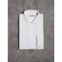 WHITE Chemise moderne en popeline de coton à poignets mousquetaires