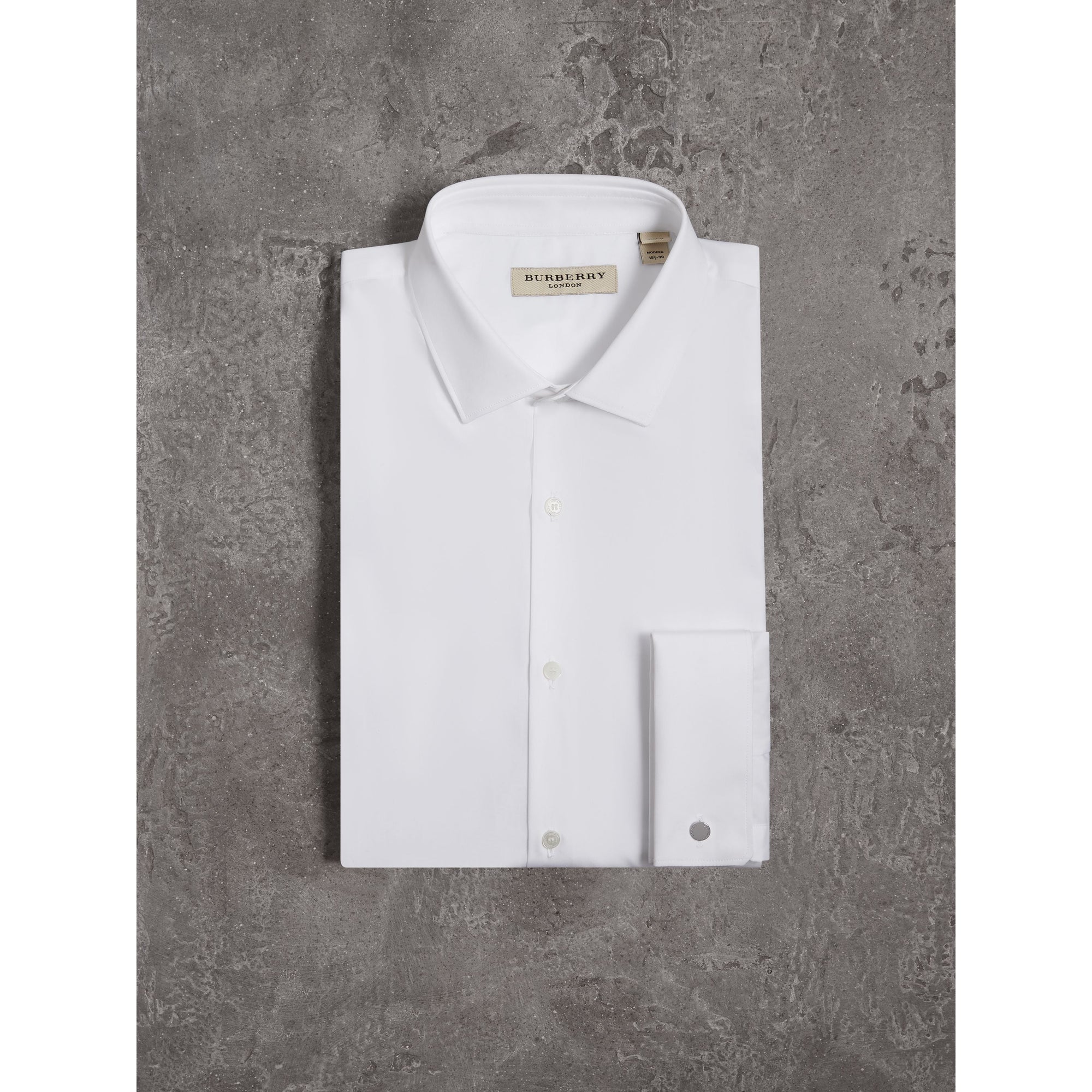 WHITE Chemise moderne en popeline de coton à poignets mousquetaires
