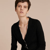 BLACK Cardigan en laine avec patte à motif check