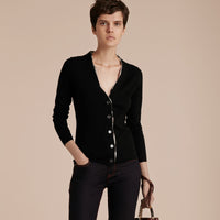 BLACK Cardigan en laine avec patte à motif check