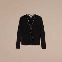 BLACK Cardigan en laine avec patte à motif check