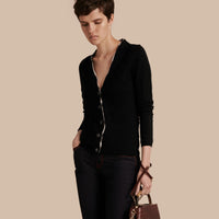 BLACK Cardigan en laine avec patte à motif check