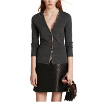 Cardigan en laine avec patte à motif check - Camaïeu de Gris Sombres