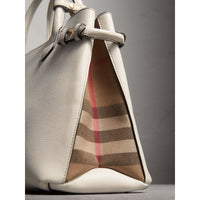 NATURAL Sac The Banner moyen en cuir et coton House check
