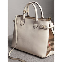 NATURAL Sac The Banner moyen en cuir et coton House check