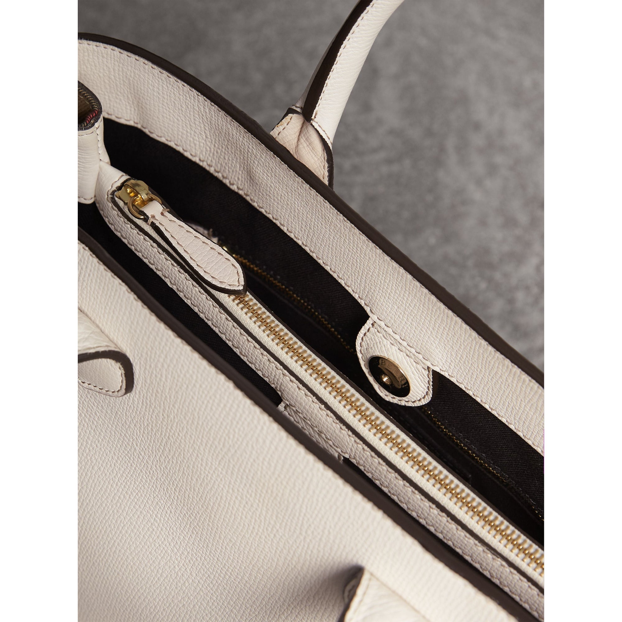 NATURAL Sac The Banner moyen en cuir et coton House check