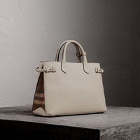 NATURAL Sac The Banner moyen en cuir et coton House check