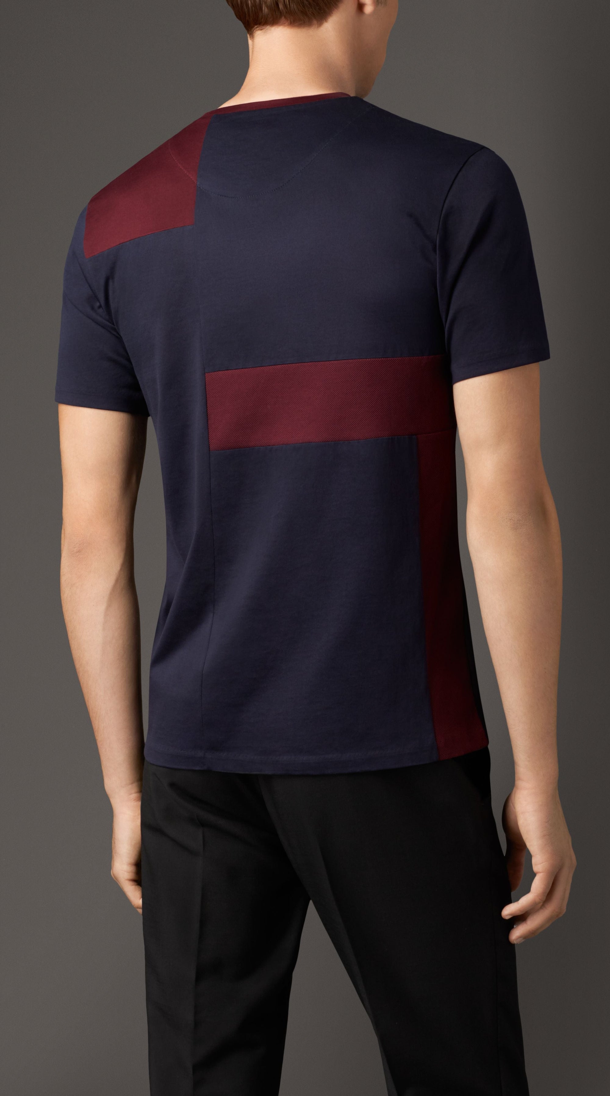 NAVY/MAHOG RED T-shirt en coton à motif check abstrait