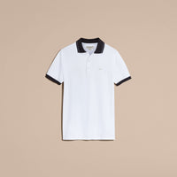 WHITE/MID GREY Polo en piqué de coton avec éléments contrastants