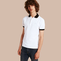 WHITE/MID GREY Polo en piqué de coton avec éléments contrastants