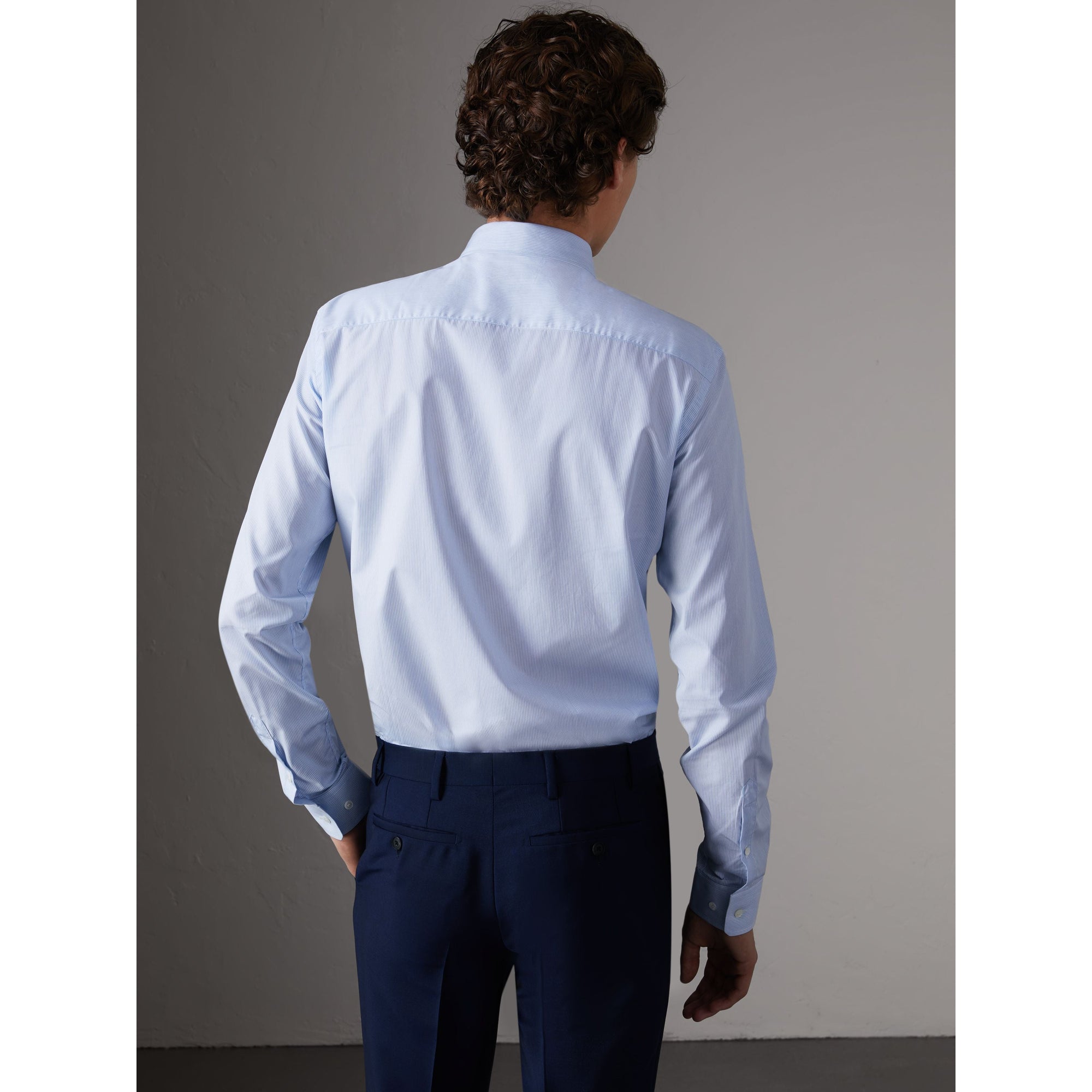 CITY BLUE Chemise ajustée en popeline de coton à rayures