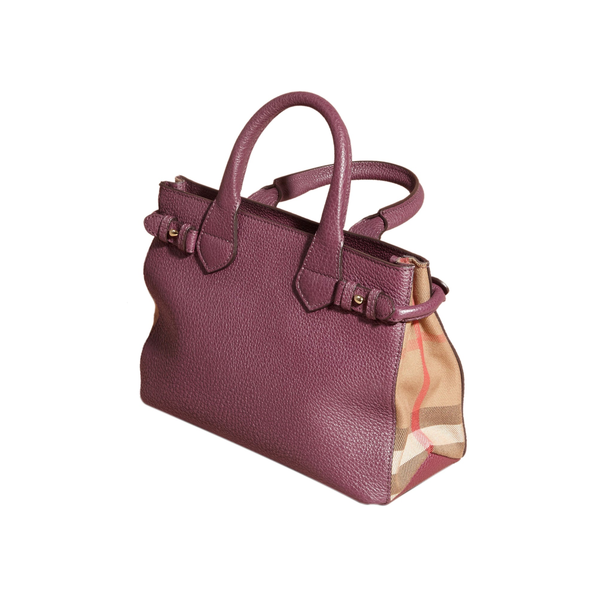Petit sac the Banner en cuir et coton house check - Baie de sureau