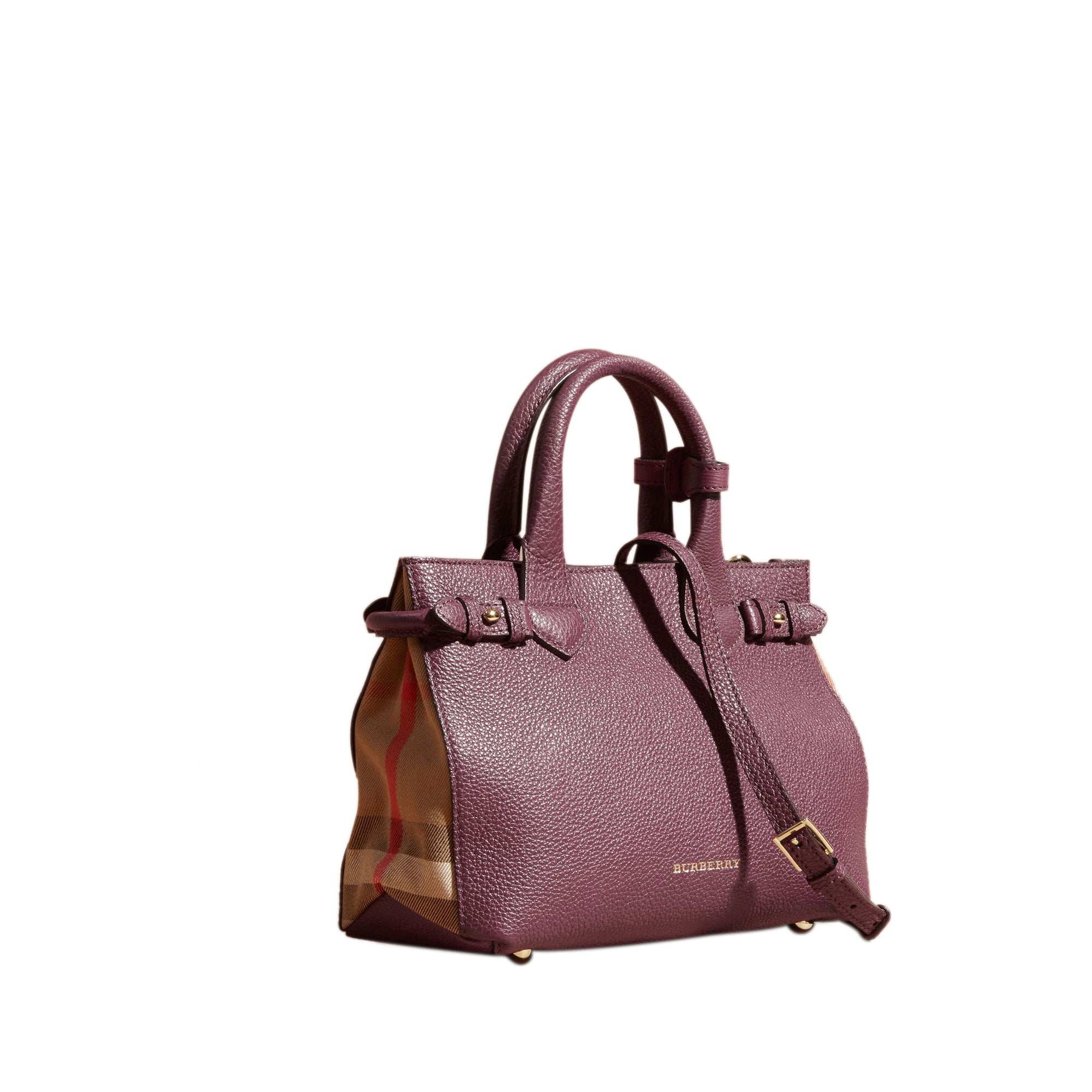 Petit sac the Banner en cuir et coton house check - Baie de sureau