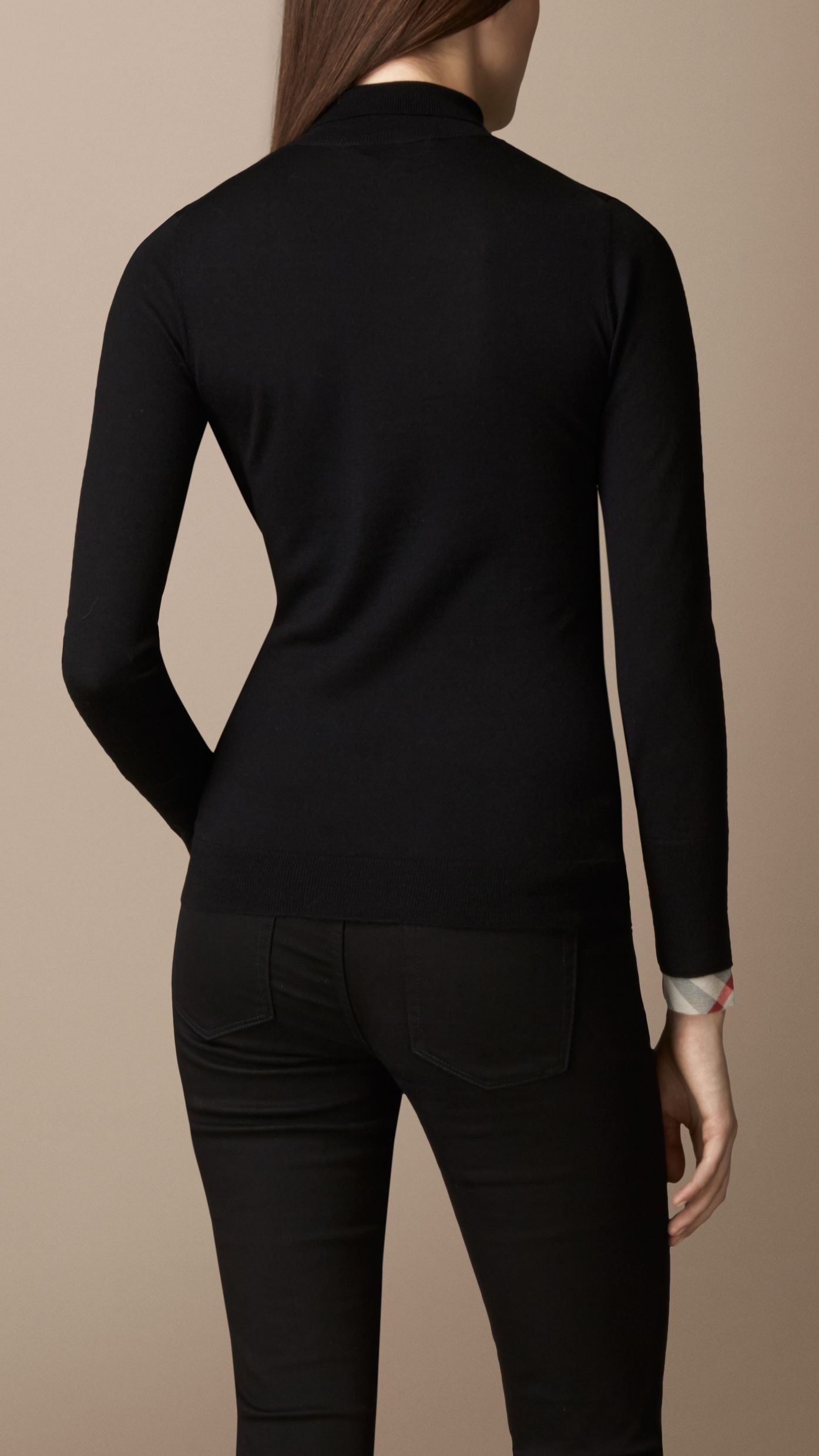 BLACK Pull à col roulé avec poignets en check